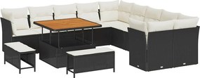 vidaXL Σετ Καναπέ Κήπου 13 pcs Μαύρο συνθετικό ρατάν