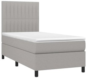 vidaXL Κρεβάτι Boxspring με Στρώμα &amp; LED Αν.Γκρι 80x200 εκ. Υφασμάτινο