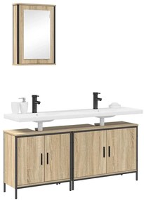 vidaXL Σετ Επίπλων Μπάνιου με ράφι με πόρτα 3 pcs Καφέ 60 x 30 x 60 cm