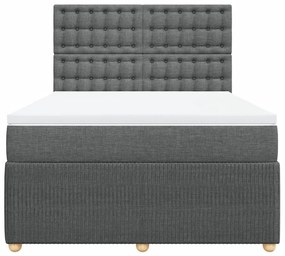 Κρεβάτι Boxspring με Στρώμα Σκούρο Γκρι 140x200 εκ Υφασμάτινο - Γκρι