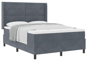 vidaXL Κρεβάτι Box Spring με Στρώμα  Σκούρο Γκρι 140x200 εκ. Βελούδο