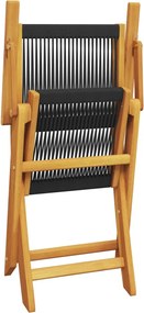 vidaXL Σετ Επίπλων Bistro 3 τεμ. Μαύρο Πολυπροπυλένιο/Μασίφ Ξύλο