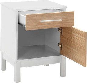 Κομοδίνο London Megapap χρώμα λευκό - oak 45x41x60εκ.