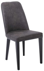 Καρέκλα CASTER Μεταλλική Βαφή Μαύρη/PU Ανθρακί 45x60x89cm (Σετ 6 ΤΕΜ)