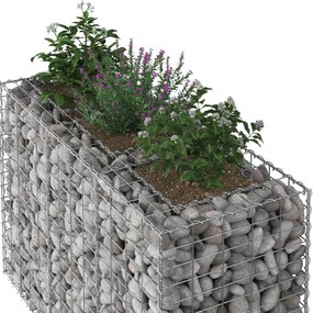vidaXL Ανασηκωμένο κρεβάτι gabion Ασημί