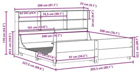 ΚΡΕΒΑΤΙ ΒΙΒΛΙΟΘΗΚΗ ΧΩΡΙΣ ΣΤΡΩΜΑ ΚΑΦΕ 200X200 ΕΚ ΜΑΣΙΦ ΠΕΥΚΟ 3323796