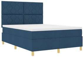 vidaXL Κρεβάτι με Στρώμα Μπλε 160x200 εκ. Ύφασμα