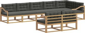 vidaXL Σειρά Καναπέ Εξωτερικού 6 pcs Άσπρο και Ανθρακί Πολυεστέρας