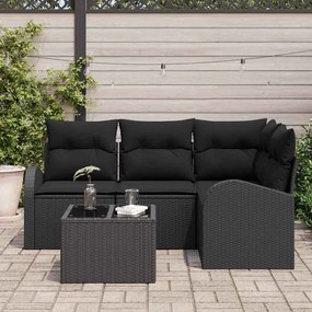 vidaXL Σετ Καναπέ Κήπου με μαξιλάρι 5 pcs Μαύρο Πολυ ράταν