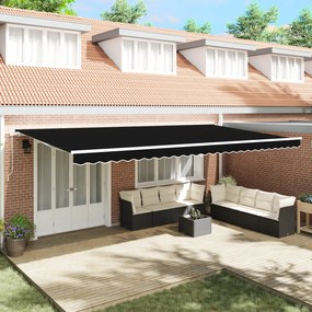 vidaXL Χειροκίνητη Ανασυρόμενη Τέντα Μαύρη 600x300 εκ.