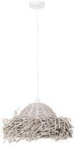 CEILING PENDANT LAMP  SEAGRASS IN WHITEWASH COLOR Φ50x25-135Hcm. 50x50x135 εκ.