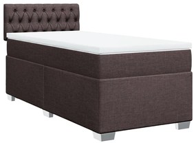 vidaXL Κρεβάτι Boxspring με Στρώμα Σκούρο Καφέ 80x200 εκ. Υφασμάτινο