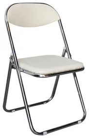 STAR καρέκλα πτυσσόμενη Χρώμιο/Pu Εκρού 39x39x78 cm Ε556,2