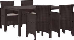 VidaXL Σέτ φαγητού για κήπο 5 τμχ. Καφέ Rattan Polt