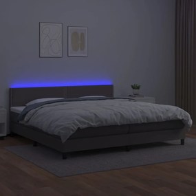 ΚΡΕΒΑΤΙ BOXSPRING ΜΕ ΣΤΡΩΜΑ &amp; LED ΓΚΡΙ 200X200 ΕΚ. ΣΥΝΘ. ΔΕΡΜΑ 3134187