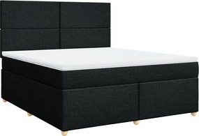 vidaXL Κρεβάτι Boxspring με Στρώμα Μαύρο 180x200 εκ. Υφασμάτινο