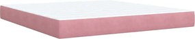 vidaXL Κρεβάτι Boxspring με Στρώμα Ροζ 180x200 εκ. Βελούδινο