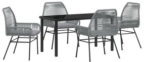 vidaXL Σετ 5 τεμαχίων για Διατροφή Κήπου με Μαξιλάρια Γκρι Πολυ Ρατάν