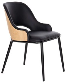 Καρέκλα Delf HM9617.01 48x55x76cm Με Πλάτη Natural-Black Metal, Fabric, Technoderma