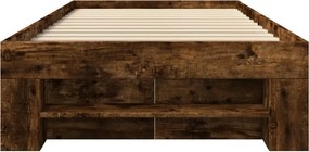 vidaXL Πλαίσιο Κρεβ. Χωρ. Στρώμα Καπνιστή Δρυς 90x200 εκ. Επεξ. Ξύλο