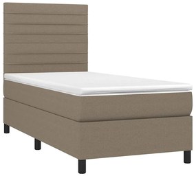 vidaXL Κρεβάτι Boxspring με Στρώμα &amp; LED Taupe 90x190 εκ. Υφασμάτινο