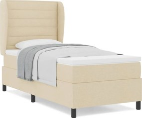 vidaXL Κρεβάτι με ελατήρια με στρώμα Κρεμ 100 x 200 cm ύφασμα