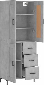 vidaXL Ντουλάπι Γκρι Σκυροδέματος 69,5x34x180 εκ. Επεξεργασμένο Ξύλο
