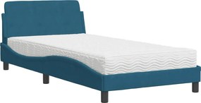 vidaXL Κρεβάτι με Στρώμα Dover Μπλε 100x200 εκ. Βελούδινος