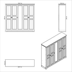 Ντουλάπα Κρεμ / Δρυς GILIO 229.7x54.3x220
