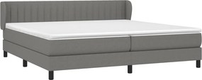vidaXL Κρεβάτι Boxspring με Στρώμα Σκούρο Γκρι 200x200 εκ. Υφασμάτινο