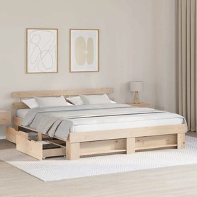 vidaXL Σκελετός Κρεβατιού Καφέ 180 x 200 cm Μασίφ ξύλο πεύκου