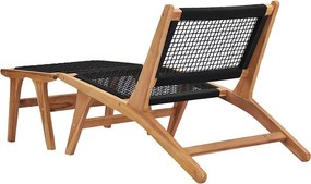 vidaXL Σεζλόνγκ με Υποπόδιο από Μασίφ Ξύλο Teak και Σχοινί