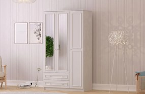 Τριφυλλη Ντουλαπα με Καθρέπτη Λευκο Ματ RB 52x210x240