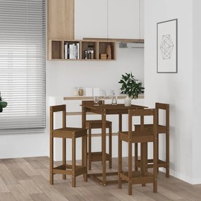 vidaXL Σετ Επίπλων Μπαρ 5 Τεμαχίων Μελί Καφέ από Μασίφ Ξύλο Πεύκου