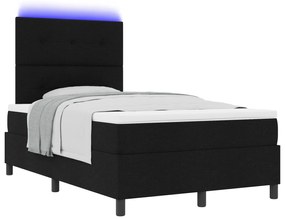 vidaXL Κρεβάτι με ελατήρια και Στρώμα & LED Μαύρο 120x190 εκ. Υφασμάτινο