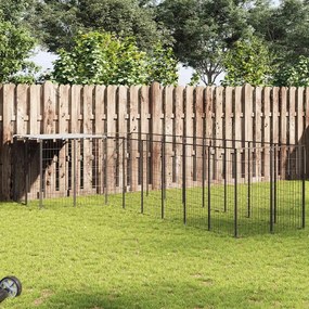 vidaXL Σπιτάκι Σκύλου Μαύρο 6,05 μ² Ατσάλινο