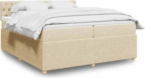vidaXL Κρεβάτι Boxspring με Στρώμα Κρεμ 200x200 εκ. Υφασμάτινο