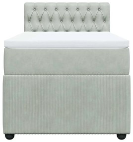 vidaXL Κρεβάτι Boxspring με Στρώμα Ανοιχτό Γκρι 100x200 εκ. Βελούδινο