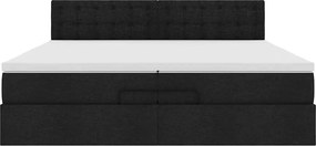 vidaXL Οθωμανικό κρεβάτι με στρώμα Μαύρο 200x200 cm Ύφασμα