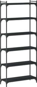 vidaXL Βιβλιοθήκη 6 Επιπέδων Μαύρη 80 x 30 x 188 εκ. από Επεξεργ. Ξύλο