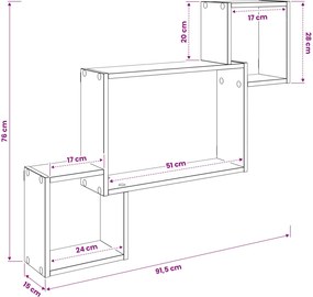 vidaXL Ράφι Τοίχου Επιτοίχιο Μαύρη Δρυς 91,5 x 15 x 76 εκ