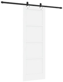 vidaXL Συρόμενη Πόρτα  με Σετ Χαρκείας Λευκή 73.5x211 εκ. Σταθερό Ξύλο Πεύκο