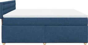 vidaXL Κρεβάτι Boxspring με Στρώμα Μπλε 180x200 εκ. Υφασμάτινο