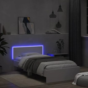 vidaXL Πλαίσιο Κρεβατιού με Κεφαλάρι και LED Λευκό 100 x 200 εκ.