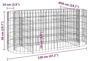 Συρματοκιβώτιο-Γλάστρα Υπερυψωμένη 120x50x50 εκ. Γαλβαν. Ατσάλι - Ασήμι