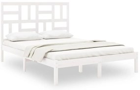vidaXL Πλαίσιο Κρεβατιού Λευκό 150 x 200 εκ. Μασίφ Ξύλο King Size