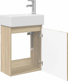 vidaXL Μονάδα μπάνιου με βρύση Sonoma Δρυς 45,5 x 25,5 x 84 εκ