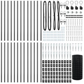vidaXL Euro Fence με 13 Στήλες Σε Σχήμα Σφήνας 0.4x50 μ Γαλβανισμένο Ατσάλι Γκρι