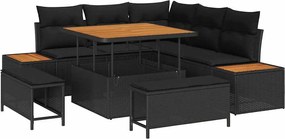 vidaXL Σετ Καναπέ Κήπου 8 pcs Μαύρο συνθετικό ρατάν