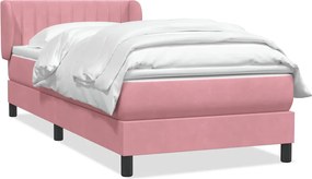 vidaXL Box Spring κρεβάτι με στρώμα ροζ 90x210 εκ. Βελούδινο